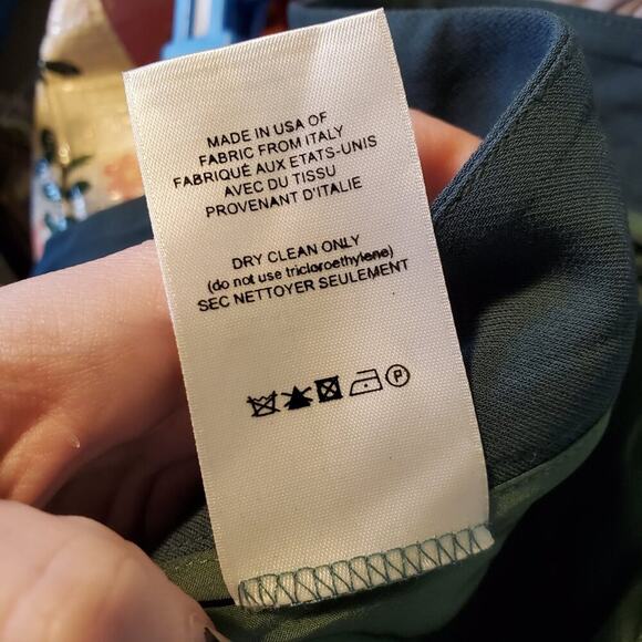 The Row Green Blue Stripe Cuffed Hem Straight Leg Slacks Pants Womens Size 8 - Picture 13 of 16